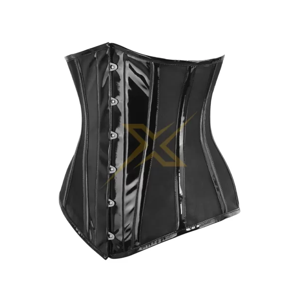 0004 Excel Leather Womens Fashion Shiny PVC leather Black Sexy Gothic Waist Trainer Underbust Corset 3