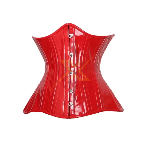 Excel Leather High Gloss Quality Custom Adjustable Heavy Duty Double Steel Boned Waist Training PVC Underbust Corset 1