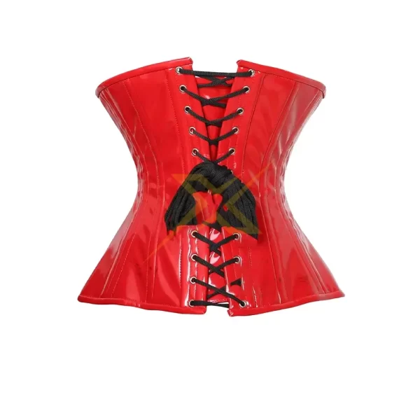 Excel Leather High Gloss Quality Custom Adjustable Heavy Duty Double Steel Boned Waist Training PVC Underbust Corset 2