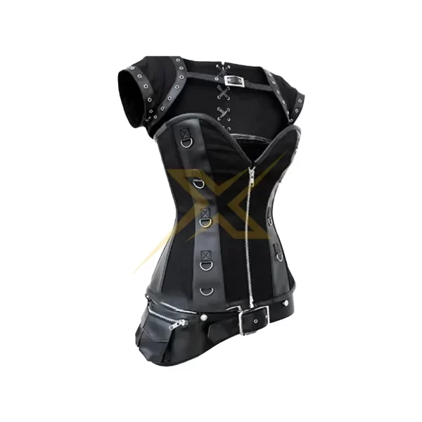 Genuine Over bust Women Belted Corset Black Buckle Corset Clothing Corset Steel Boned Genuine Shapewear Gothic cotton Corset 1