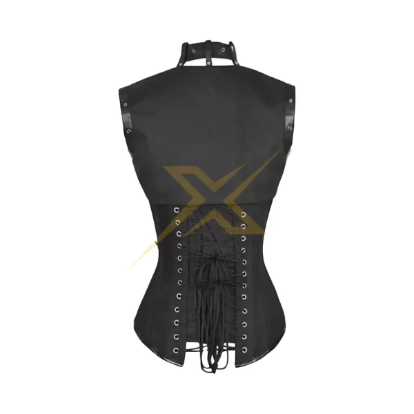 Genuine Over bust Women Belted Corset Black Buckle Corset Clothing Corset Steel Boned Genuine Shapewear Gothic cotton Corset 3