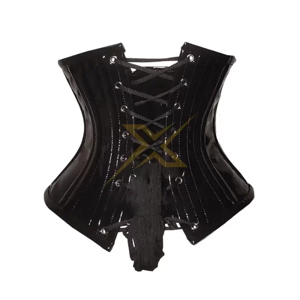 PVC Shiny Heavy duty 26 Steel Boned Waist Cincher Tight Lacing Victorian Underbust Corset 2