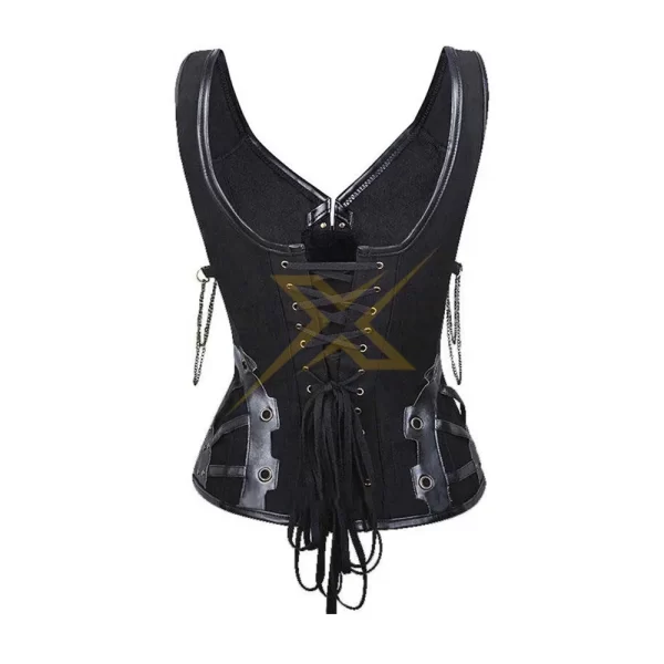 Steampunk Vintage High collared Spiral Steel Boned Brocade Corset 1