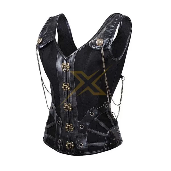 Steampunk Vintage High collared Spiral Steel Boned Brocade Corset 2