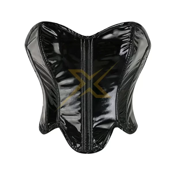 Womens Sexy Beautiful Heavy Duty Black Pvc Overbust corset Top 1