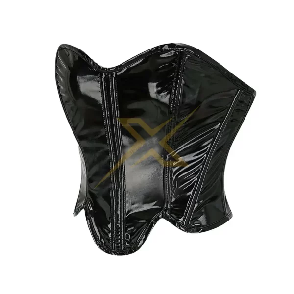 Womens Sexy Beautiful Heavy Duty Black Pvc Overbust corset Top 2