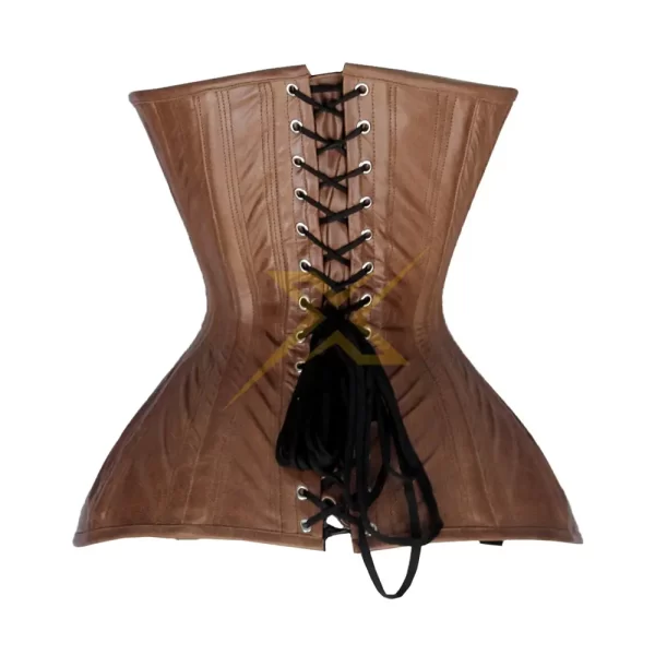 0000 Genuine 100 Leather Steampunk Brown Waist Under bust corset 4
