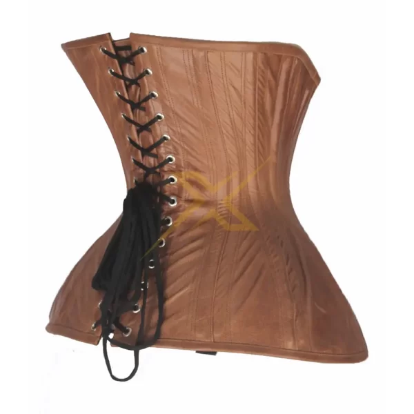 0001 Genuine 100 Leather Steampunk Brown Waist Under bust corset 3