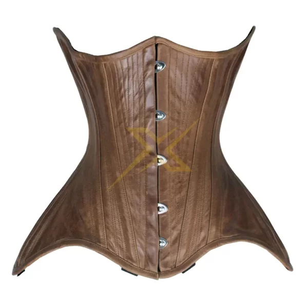 0003 Genuine 100 Leather Steampunk Brown Waist Under bust corset 1