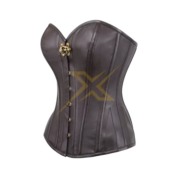 Genuine Corset Heavy Duty Brown Sheep Nappa Leather Steampunk Overbust Corset 2