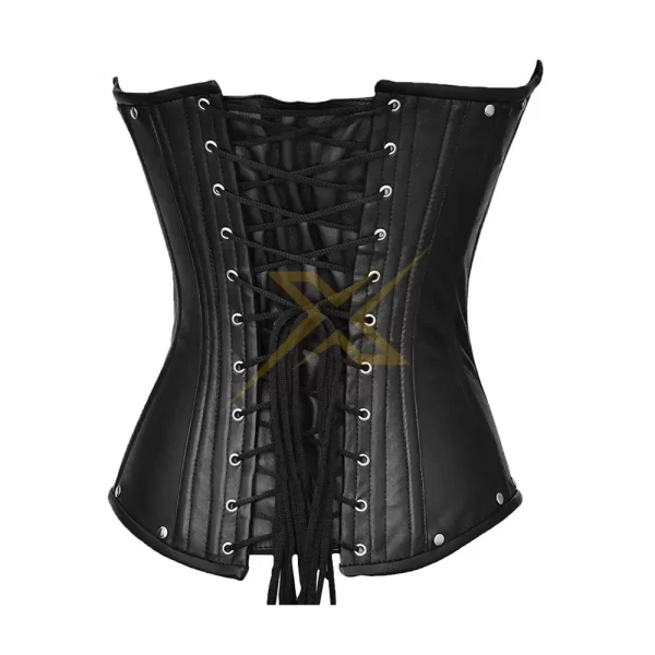 Genuine PU Leather Halter Shoulder Straps Underbust Heavy Duty Steel Boned corset 1