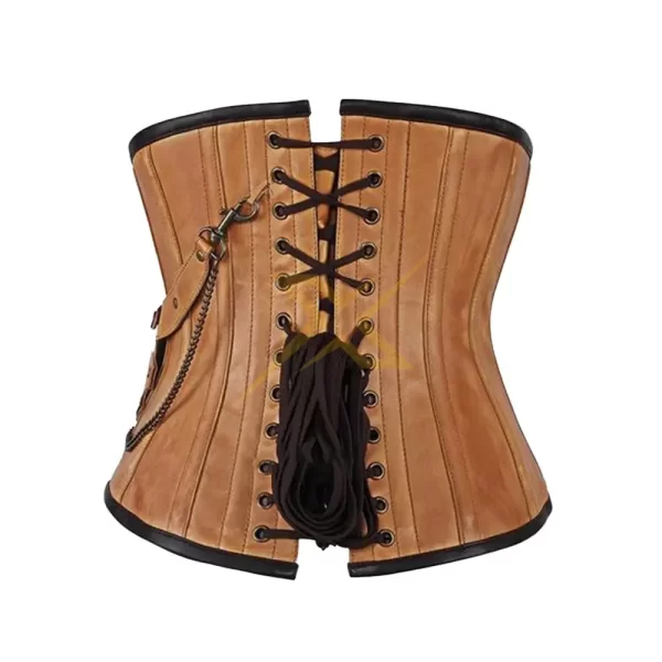 Genuine Real Crunch Steampunk Genuine Steel Boned YKK Zipper Clousre Corset 2