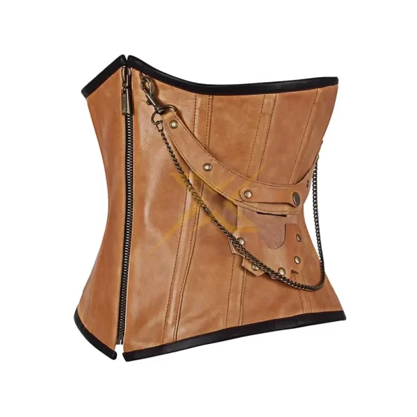 Genuine Real Crunch Steampunk Genuine Steel Boned YKK Zipper Clousre Corset 3
