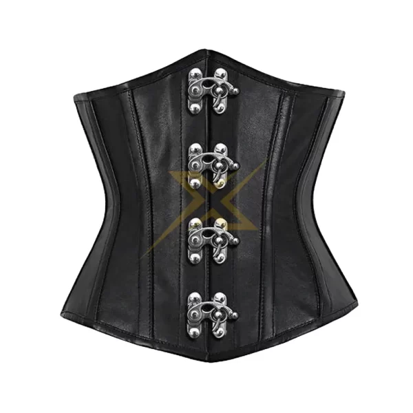 Genuine Sheep Nappa Leather Heavy Duty Steel Boned Underbust Waist training Corset 3