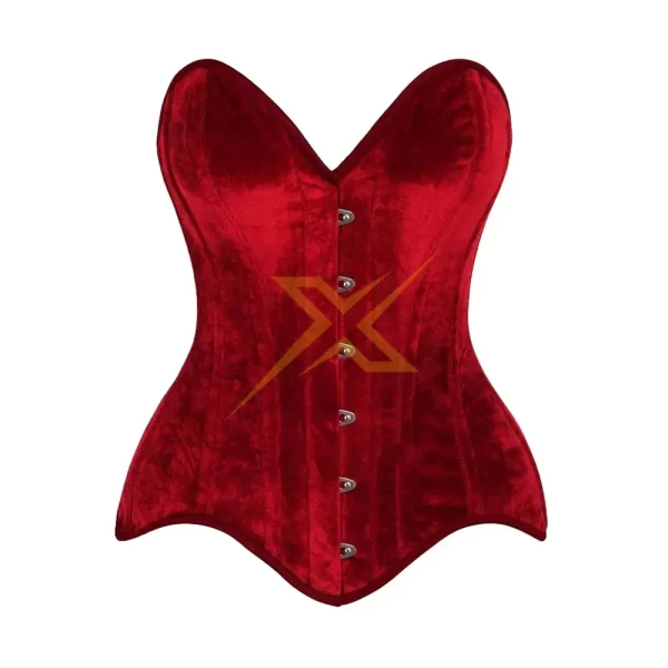 Pakistan Genuine Velvet Corset Beautiful Over bust Dark Red Velvet Genuine Steel Boned Customized High Quality 2024 Corset 1