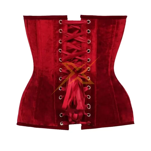Pakistan Genuine Velvet Corset Beautiful Over bust Dark Red Velvet Genuine Steel Boned Customized High Quality 2024 Corset 2