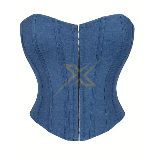 Womens Denim Strapless Over Bust Corset 1