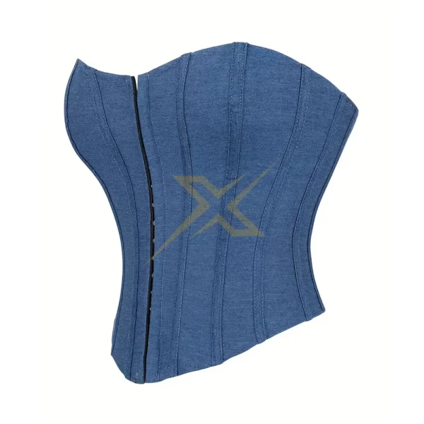 Womens Denim Strapless Over Bust Corset 2