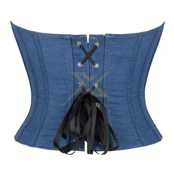 Womens Denim Strapless Over Bust Corset 3