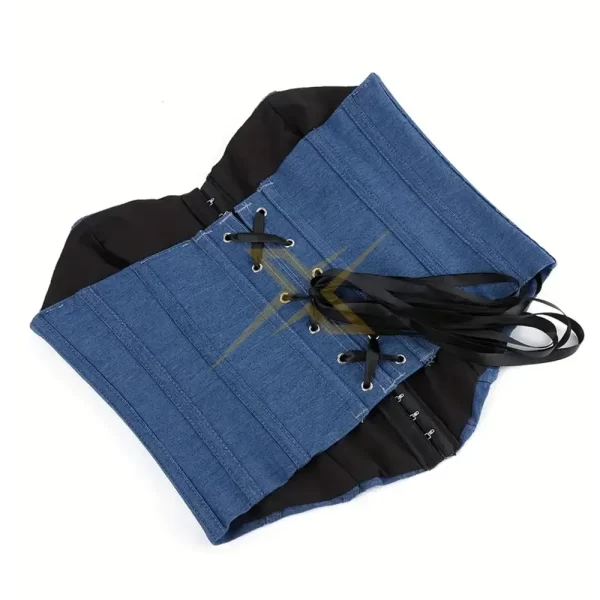 Womens Denim Strapless Over Bust Corset 4