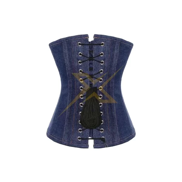 Womens Selling Pakistan 2024 Genuine Denim Over bust Waist Training Corset Genuine Double Steel Boned Shapewear Gothic Corset 2