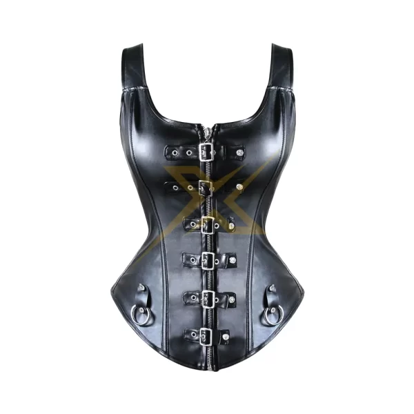 Womens steampunk gothic Genuine Steel Boned faux leather Overbust Underbust High Quality corset 2