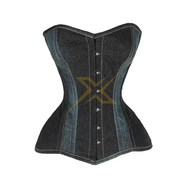 heavy Duty Steel Bone Denim Lace up Over Bust Corset 1