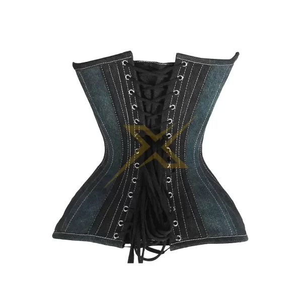 heavy Duty Steel Bone Denim Lace up Over Bust Corset 2