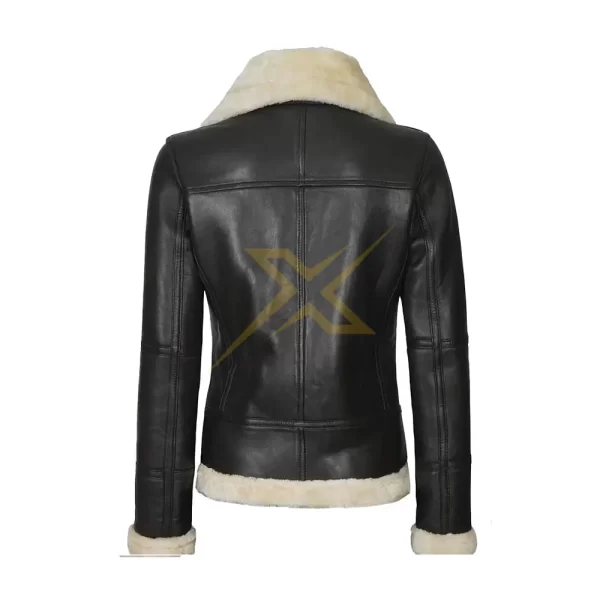 027 Women Genuine Real Lambskin Brown Shearling Leather Bomber Jacket 1