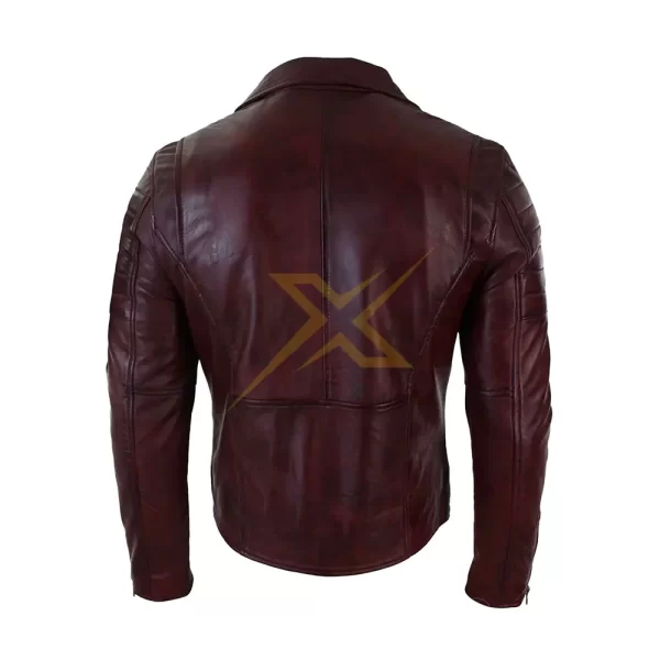 Mens Brando Genuine Leather Slim Fit Cross Zip Retro Jacket Vintage Biker Jacket 1