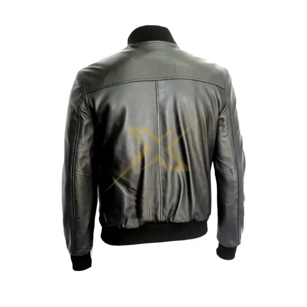 Mens Genuine Black Sheepskin Bomber Style Celebrity Genuine Leather Jacket 1