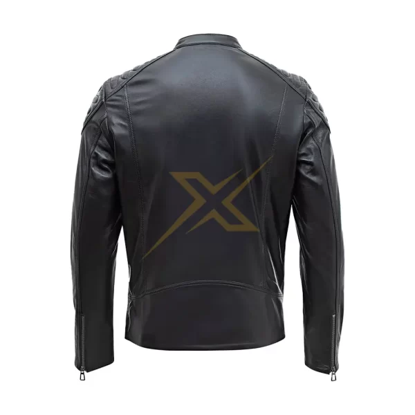 Mens Genuine Slim and Fit Real Lambskin Black Leather Fashion Motorcycle Jacket 1