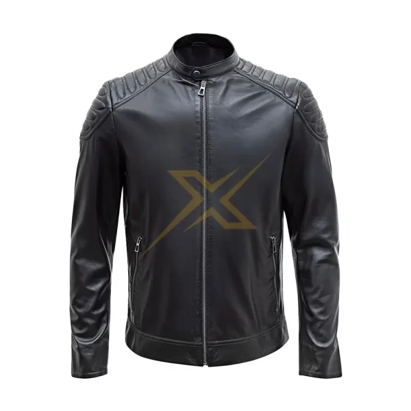Mens Genuine Slim and Fit Real Lambskin Black Leather Fashion Motorcycle Jacket 2