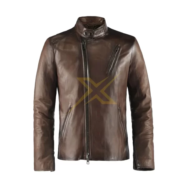 Mens Genuine Stark Iran Men Brown Leather Jacket 2