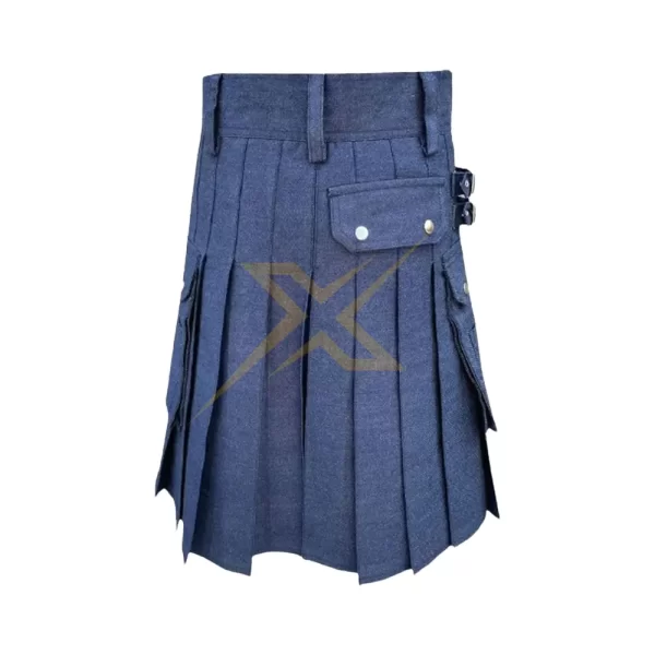 Mens Pure Denim Utility Kilt Adjustable Straps Fashion kilt 2