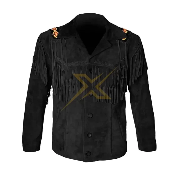 015 Mens Genuine Cowboy western Beaded Fringes Seeded leathers Jacket 2