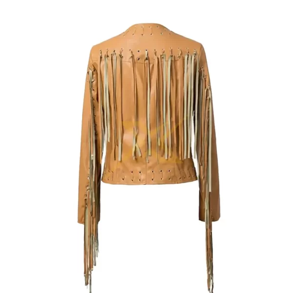 057 Womens Genuine Stylish Fringe Western Leather Jackets 1