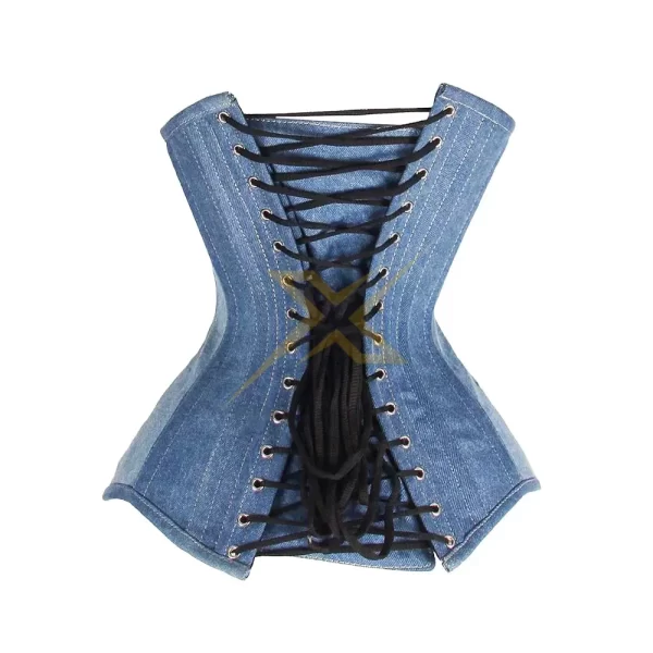 Genuine Heavy Duty Steel Boned Plus size Denim Under Bust corset 2