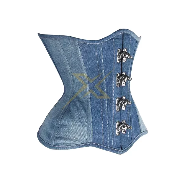 Genuine Heavy Duty Steel Boned Plus size Denim Under Bust corset 3