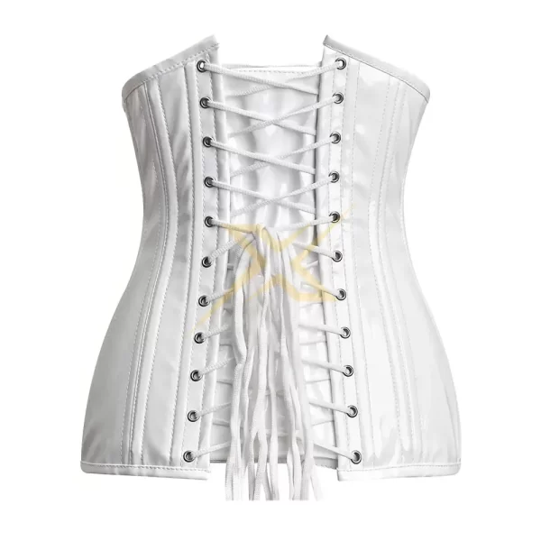 Genuine PVC Leather Red and white Heavy Duty Underbust corset 2
