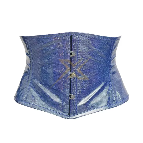 Heavy Duty Genuine Light Blue Shiny PVC Underbust corset 1