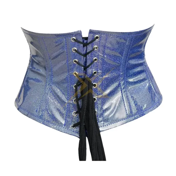 Heavy Duty Genuine Light Blue Shiny PVC Underbust corset 2