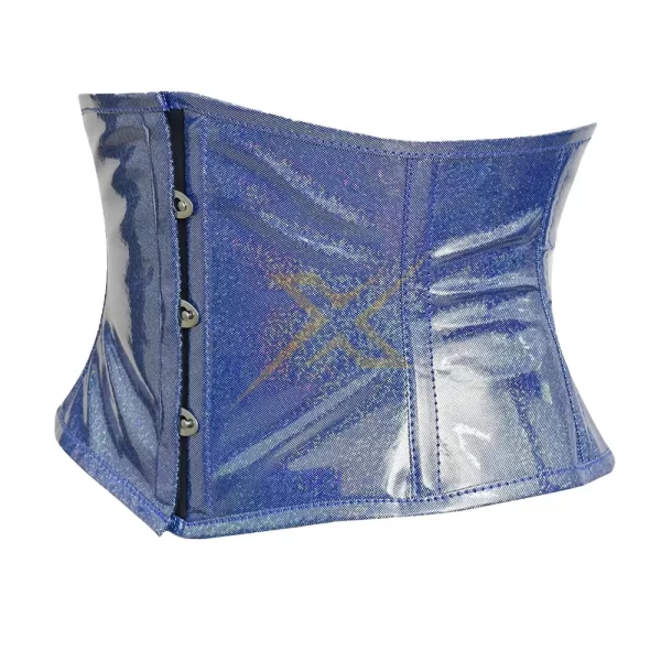 Heavy Duty Genuine Light Blue Shiny PVC Underbust corset 3