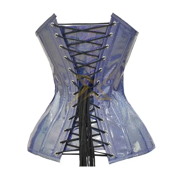 Heavy Duty Light Blue Shiny PVC Overbust corset 1
