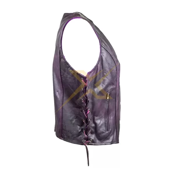 Ladies Genuine Nappa Sheepskin Leather Lace Side Vest 2