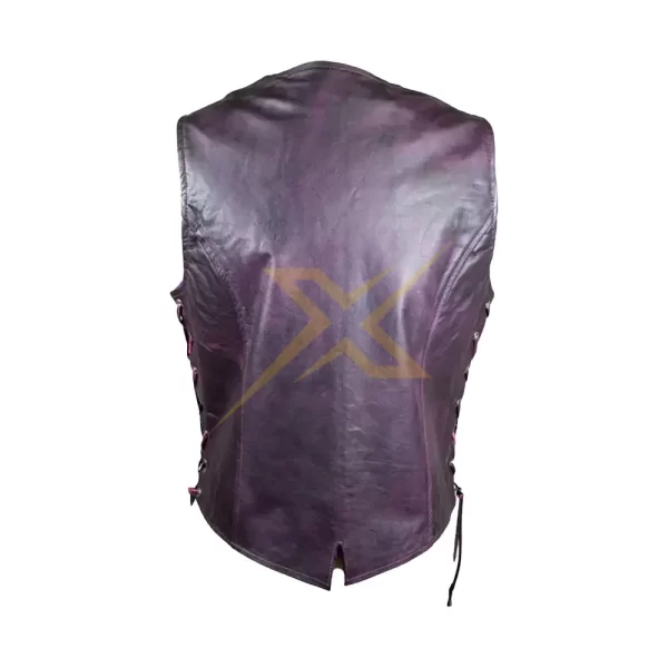 Ladies Genuine Nappa Sheepskin Leather Lace Side Vest 3
