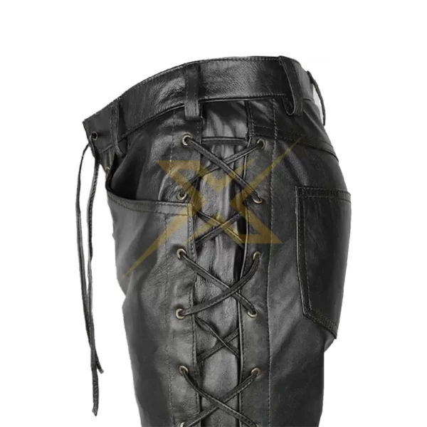 Mens Genuine Biker Cowboy Laced Pants Trousers 2