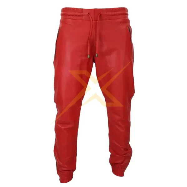 Mens Genuine Elasticated Casual Jogger Jeans Trouser leather Pants 2