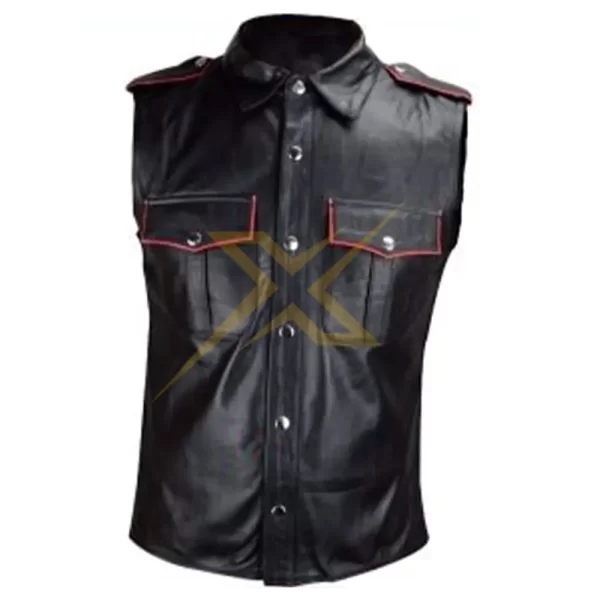 Mens Genuine Leather Shirt with Unique Design 2