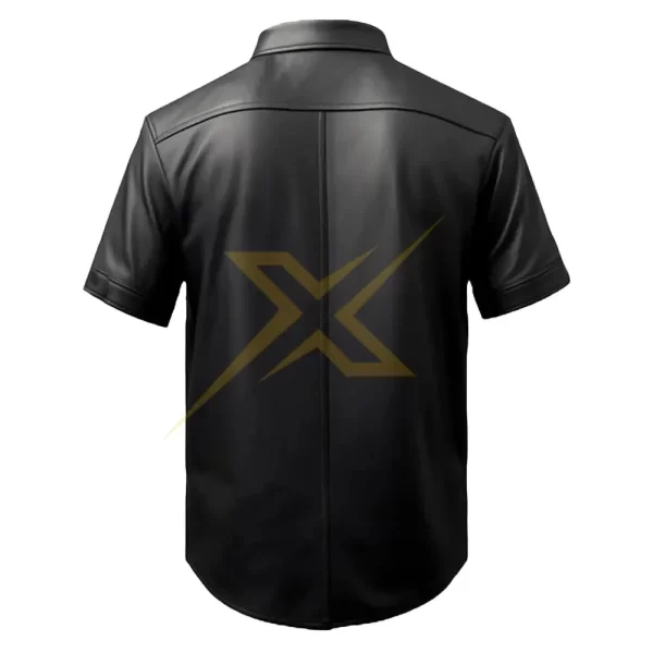 Mens Genuine Leather Short Sleeves Shirt 2